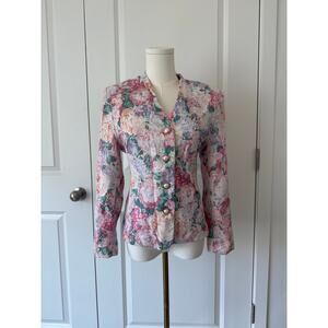 Vintage 80s Henry Lee Petites Pastel Floral Blazer Coquette Soft Girl Balletcore